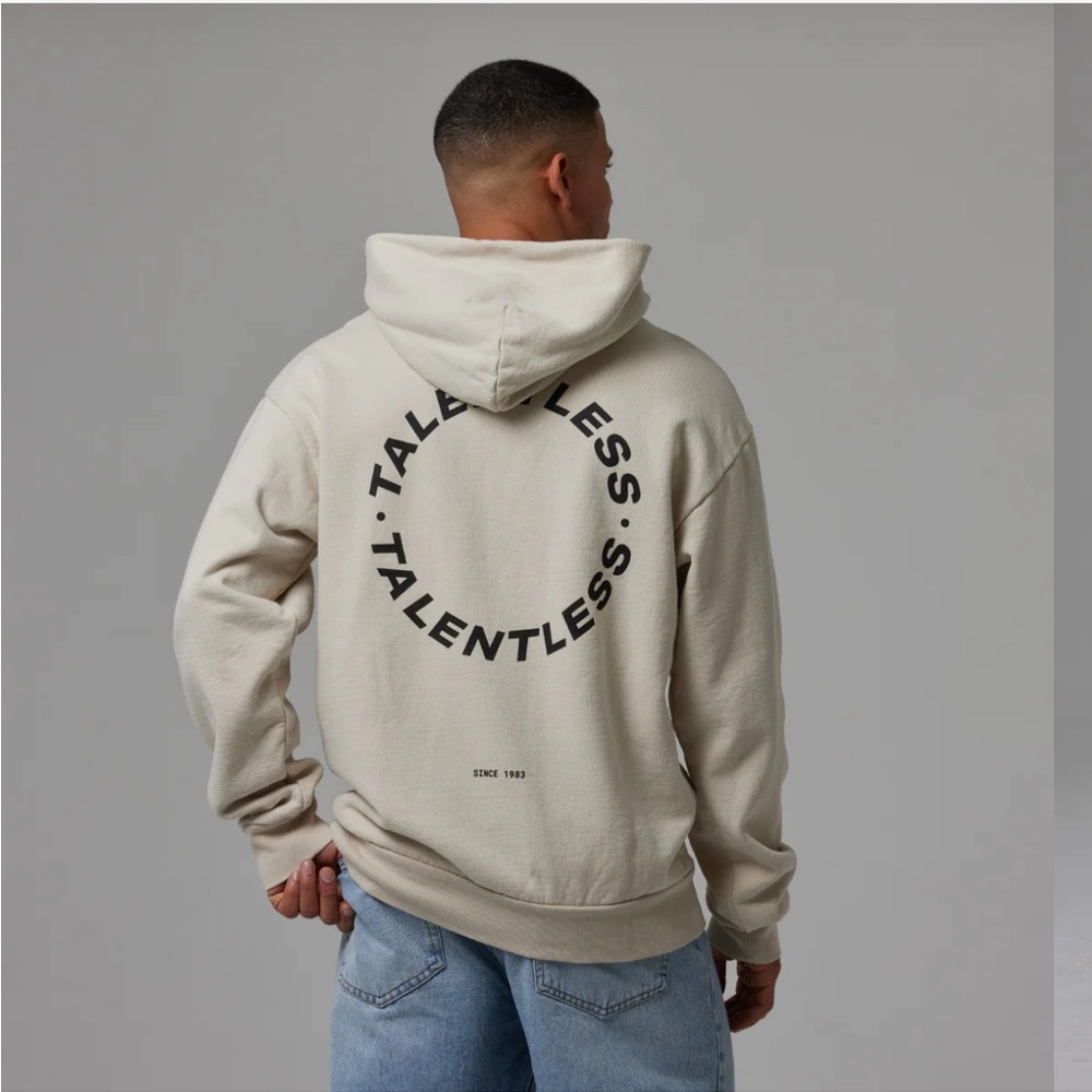 Talentless Men’s Circle Logo Hoodie in Bone Heavyweight‎ Sz M